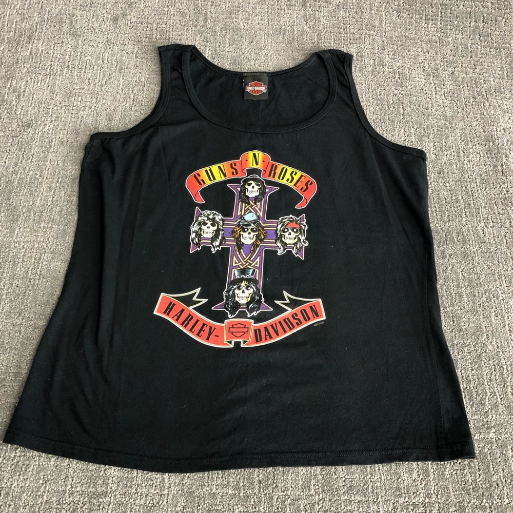 Harley-Davidson Gun n roses Black Tank Top with Graphic Design from Hawaii